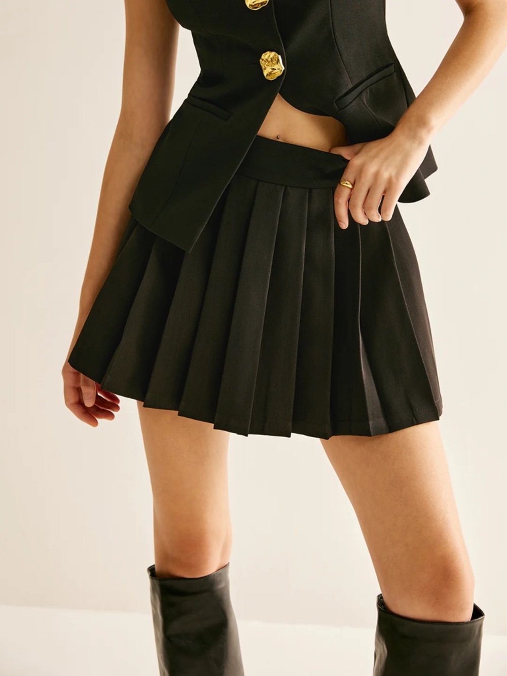 New With Tags. Commense Black Pleated Skirt